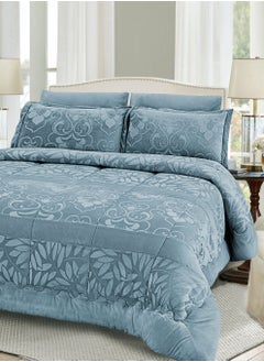 Buy Master Home Textile Velvet Comforter Sets, 4 Pcs Queen Size, Fits 160 x 200 cm Queen Size Bed, Soft, Warm in Saudi Arabia