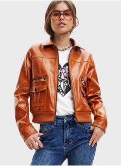 Buy Pu Pocket Detail Jacket in UAE