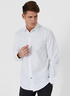 اشتري Men's Collared Neck With Long Sleeve Shirt In White في الامارات