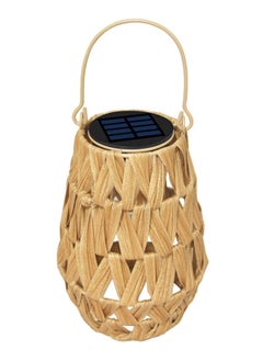 Buy Outdoor Solar Lantern, LED Waterproof Rattan Lamp with Twine Handle, Handmade Bamboo Solar Light for Garden, Yard, Patio, Tree, Pathway, and Home Decoration, Wooden Color in UAE