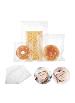 اشتري 300 Count Snack Storage Bags, Clear Matted Dotted Self Adhesive Cookie Snack Bags BPA Free Food Storage Bags for Bakery Treat Candies Dessert Chocolate (2.75"*2.75" + 3.94''*3.94'' + 3.94''*5.9'') في السعودية