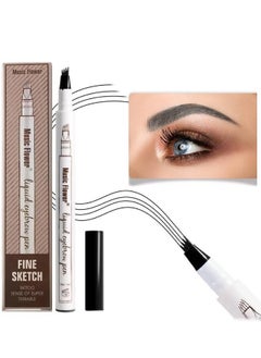 اشتري Liquid Eyebrow Pen Eyebrow Pencil Waterproof Smudge Proof Long Lasting Fine Sketch Brow Pen with 4 Micro Fork Tip Liquid Tattoo Microblading Eyebrow Pen Brow Ink Gel Black 04 في الامارات