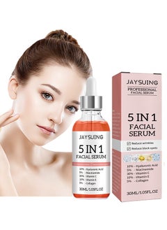 Buy 5 In 1 Facial Serum,With Hyaluronic ,Acid Niacinamide,Vitarmin C and E ,Collagen,  For Moisturizing Brightening Face Serum Anti-Aging Facial Serum For Dark Spots, Fine Lines And Wrinkles Smooth Skin 3 in UAE