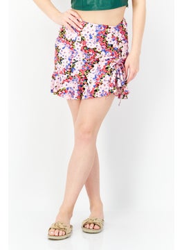 اشتري Women Petite Floral Print  Mini Skirt, Bright Pink في الامارات