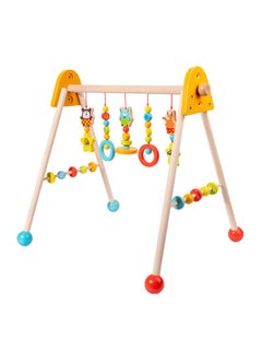 Buy Wooden Baby Gym with 5 Infant Activity Toys,Foldable Frame Hanging Bar,Toddler Activity Center with Pull Ring,Wood Gyms for Newborn Gift for Girl & Boy in Saudi Arabia