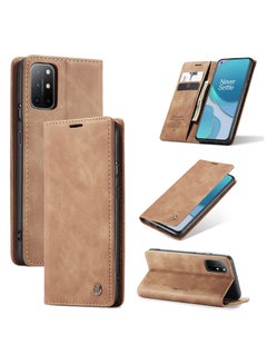 Buy CaseMe Oneplus 8T Case Wallet, for Oneplus 8T Wallet Case Book Folding Flip Folio Case with Magnetic Kickstand Card Slots Protective Cover - Brown in Egypt