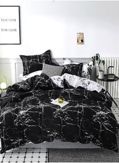 Buy Single Size Bedding Set 4 Pieces Without Filler, Marble Design. in UAE