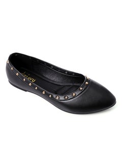 Buy Studded Throat Slip On Black Leather Flats in Egypt