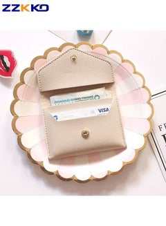 Buy Simple Fashion Mini Portable Card Holder Ladies Solid Color Snap Coin Purse High Quality Heavy Craft PU Wallet in Saudi Arabia