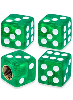 Buy Dice-shaped car tire valve valve cover set for cars, motorcycles, trucks and bicycles, universal dust and dust protection cover-4 pcs light green color in Egypt
