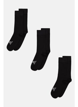 Buy Men 3 Pairs Formal Socks, Black in UAE