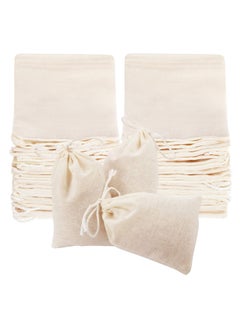 اشتري 50 Pieces Cheesecloth Bags for Straining Reusable Empty Tea Bags Soup Bags Spice Bags for Cooking Cold Brew Coffee Bags Strainer Bags (4 x 3 Inch) في السعودية