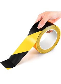 Buy Black & Yellow Warning Safety Stripe Tape,Self Adhesive Tape for Marking Floors Walls Pipes & Equipment in Construction Sites & Hazardous Areas (33M) in Saudi Arabia