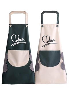 Buy 2 Pack Kitchen Apron with Hand Wipe,Water-drop Resistant,Cooking Bib Aprons in UAE