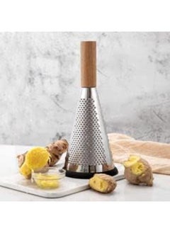 Buy Stainless Steel Grater 3-Sided Ideal For Fruits Vegetables Or Cheese - Shredder With Wood Handle in Egypt