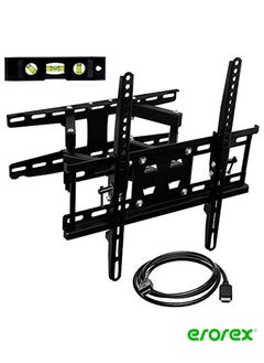 Buy Articulating TV Wall Mount Corner Bracket, VESA 400 x 400 Compatible, Stable Dual Arm Full Motion, Swivel, Tilt Fits 32, 37, 40, 42, 47, 50 Inch TVs, 115 Lbs Capacity with HDMI Cable Black in Saudi Arabia