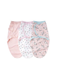 اشتري insular SU3007 3PCS Baby Swaddle Wrap Blanket Soft Cotton Infant Sleeping Blanket with Cute Cartoon Pattern for Newborn Baby Boys Girls في الامارات