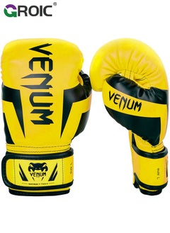 اشتري 12OZ Boxing Gloves PU Leather, Muay Thai Kickboxing MMA Sparring Training, Advanced TAKKA Closure, Padding, Punch Bags Speed Ball Focus Pads Workout(Yellow) في الامارات