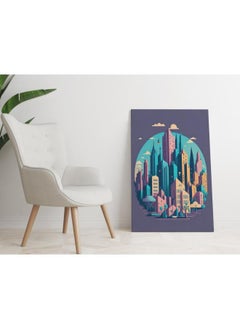 Buy Abstract city skyline Art Printed Canvas wall art 90x60 in Egypt