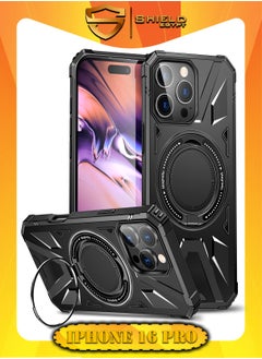 Buy SHIELD EGYPT For iPhone 16 Pro Case Mag-Safe Magnetic Shockproof Phone Case with Ring Holder (Black) in Egypt