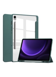 Buy Transparent Hard Shell Back Trifold Smart Cover Protective Slim Case for Samsung Galaxy Tab S9 FE Green in Saudi Arabia