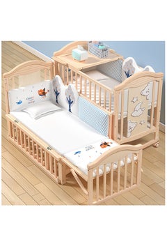 Buy Baby bed , Solid Wooden Cot Furniture Suitable For New Born Without Mattress, 120*65*98cm in UAE