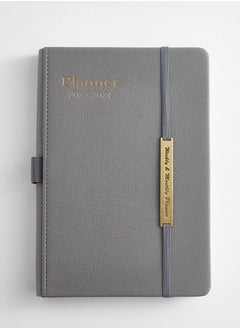 Buy Academic Weekly & Monthly Planner Daily Planner with Monthly Tabs, Leather Cover + Month Label + Thick Paper + Elasticated String on the side in UAE