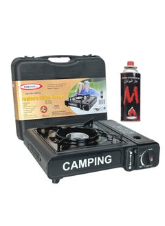 Buy Camping Stove with Box and 1-Pieces Butane Gas Cartridge Black in UAE