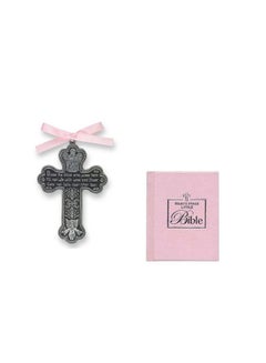 Buy Baby Girl'S Gift Set First Little Bible & Crib Cross Bless This Child Baptism Christening Boxed Pink Ribbon in UAE