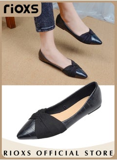 Buy Women's Pointed Toe Bow-Knot Flat Shoes Loafer Flat Dress Shoes Wear to Work Slip On Moccasins Comfort Driving Office Shoes in UAE