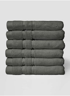 اشتري 6 Pieces Face Towel by La'Marvel, Grey 600 GSM 100% Cotton Plux Towels في السعودية