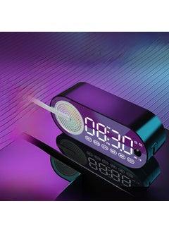 اشتري Bluetooth Speaker Desk Clock Multifunction [Moyu Black] clock + human body induction + pluggable card + Bluetooth connection في الامارات