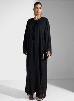 Buy Embellished Lace Detail Abaya in UAE