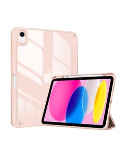 Buy Case for iPad 10th Generation 2022 10.9 Inch with Pen Holder, Shockproof Smart Case Cover with Transparent Back Cover, Protective Case, Compatible with iPad 10th Gen - Rose Gold in Egypt