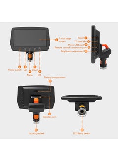 اشتري 50-1000X 1080P High Resolution USB Digital Microscope with 9 Inch Large Clear Screen Remote Control في الامارات