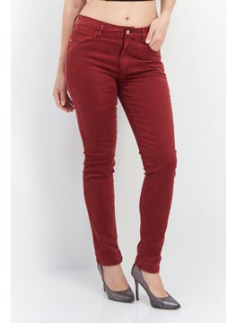 Buy Women Skinny Fit Plain Jeans, Maroon in UAE