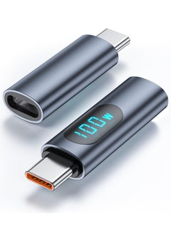 اشتري 2 Pack USB C Adapter LED Wattage Display PD 100W Male to Female Type C Fast Power Meter Tester, USB-C Charger Monitor Extender, for Laptop and All USB C Cable في السعودية