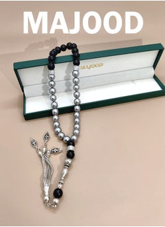 Buy Original Design/33 Natural Mother Of Fritary Pearls With Natural Agate Prayer Beads/Tasbih/10mm in UAE