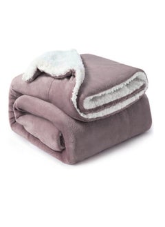 Buy Soft Sheep Reversible Sherpa Blanket Throw Blanket King Size Lilac 220x240 cm in UAE