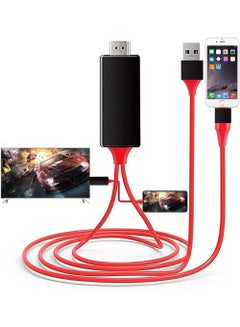 Buy [Apple MFi Certified] Lightning to HDMI Adapter Cable Compatible with iPhone to HDMI 1080P Digital AV Converter for iPhone iPad iPod to TV Cord 6.6FT in Saudi Arabia