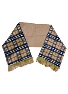 Buy Double Face Solid & Plaid Check/Carreau/Stripe Pattern Wool Winter Scarf/Shawl/Wrap/Keffiyeh/Headscarf/Blanket For Men & Women - Large Size 50x190cm - P09 Camel / Navy Blue in Egypt