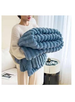 Buy Faux Fur Blanket Thick Warm Rabbit Hair Gray Plush Soft Plaid Throw Blanket for Double Bed Winter Sofa Cover 200*230CM in UAE