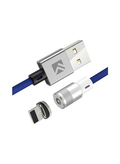 Buy 1M Detachable Magnetic Charger Cable Android Micro USB Apple 8 Pin iPhone 2A USB-C Type-C Wire 1meter Blue in UAE