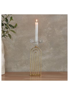 Buy Blenko Metal Ribbed Candleholder with Glass Top 7.8 x 26.1 x 6 cm in UAE