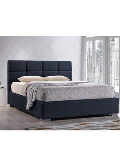 Buy Lombardia | Wooden Bed Frame Upholstered in Velvet - Dark Grey in Saudi Arabia