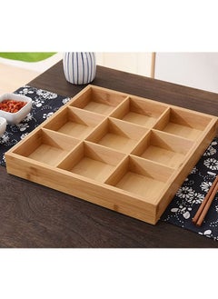 Buy Dessert Tray Bamboo Box Desktop Decoration Storage Tray Fruit Tray Suitable for Family Dinner/Outdoor Picnic (9 Squares) in Saudi Arabia