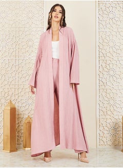 Buy Textured Abaya and Wide Leg Pant Set in Saudi Arabia