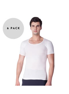 Buy VENUS Super Combed Cotton Rib Round Neck Half Sleeve Vest for Men White (Pack of 6) in UAE