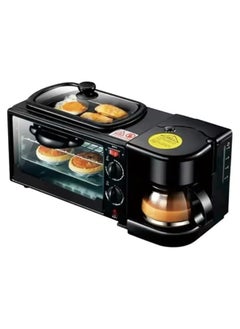 Buy 3 in-1 Multifunctional Breakfast Maker: 1250W with Drip Coffee Machine, Oven, and Top Tray for Frying and Warming in UAE