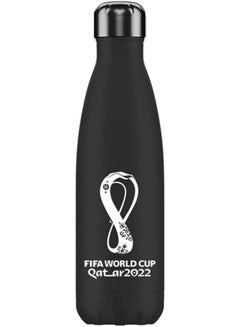 اشتري Football World Cup 2022 Printed Stainless Steel Vacuum Double Wall Bottle Black 500ml في الامارات